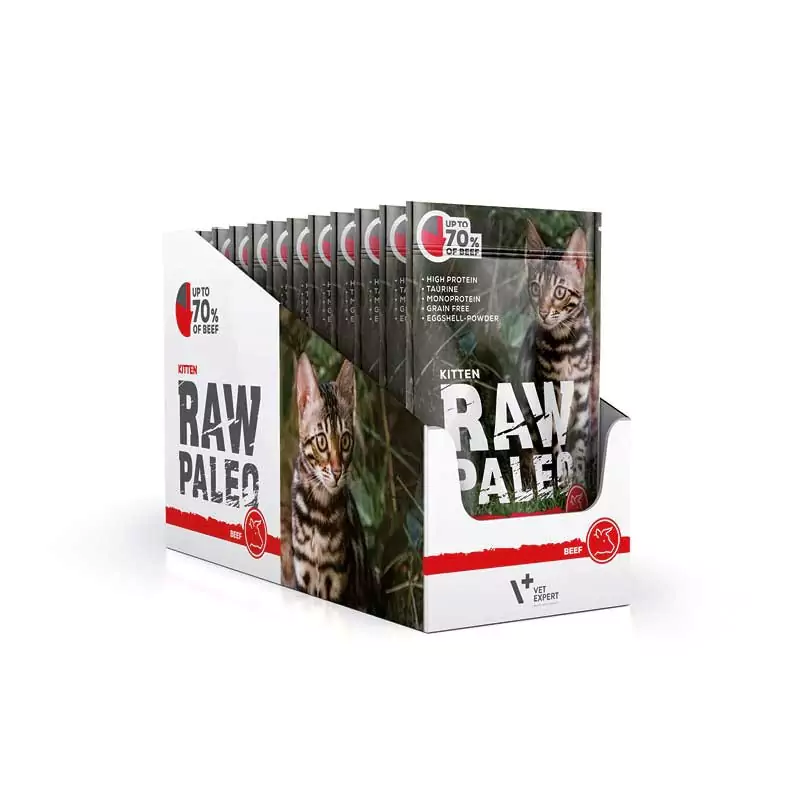Raw Paleo Kitten Beef - пауч за подрастващи котки с телешко месо