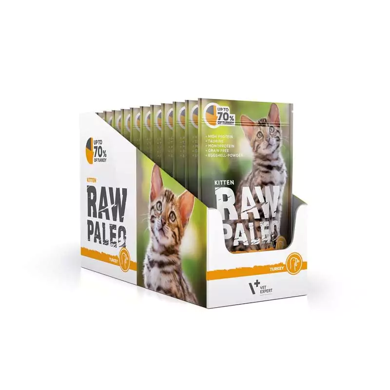 Raw Paleo Kitten Turkey - пауч за подрастващи котки с пуйка