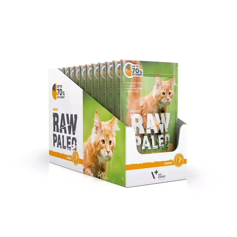 Raw Paleo Adult Cat Turkey - пауч за котки с пуйка