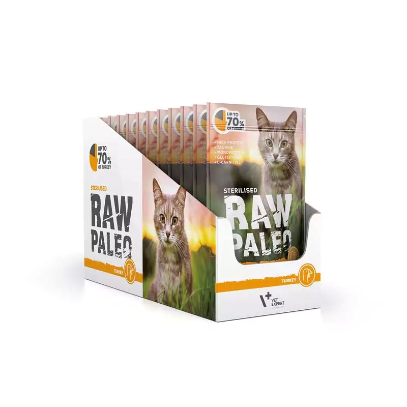 Raw Paleo Sterilised Cat Turkey - пауч за кастрирани котки с пуйка
