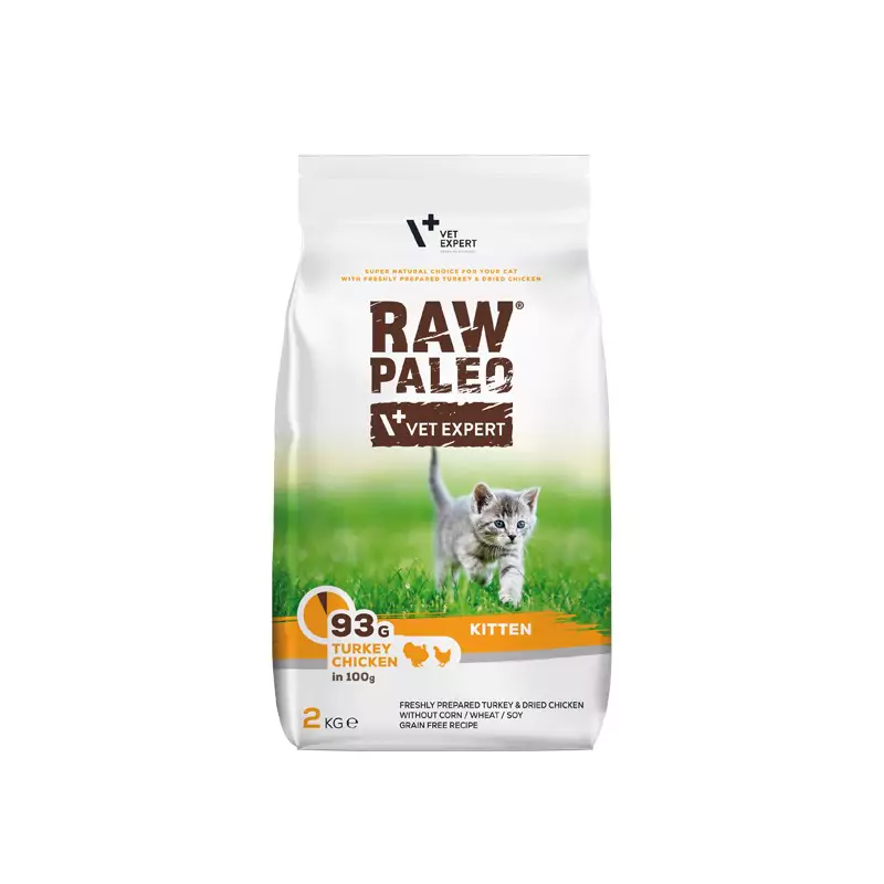 Raw Paleo Kitten Turkey & Chicken - храна за подрастващи котки с пуйка и пиле