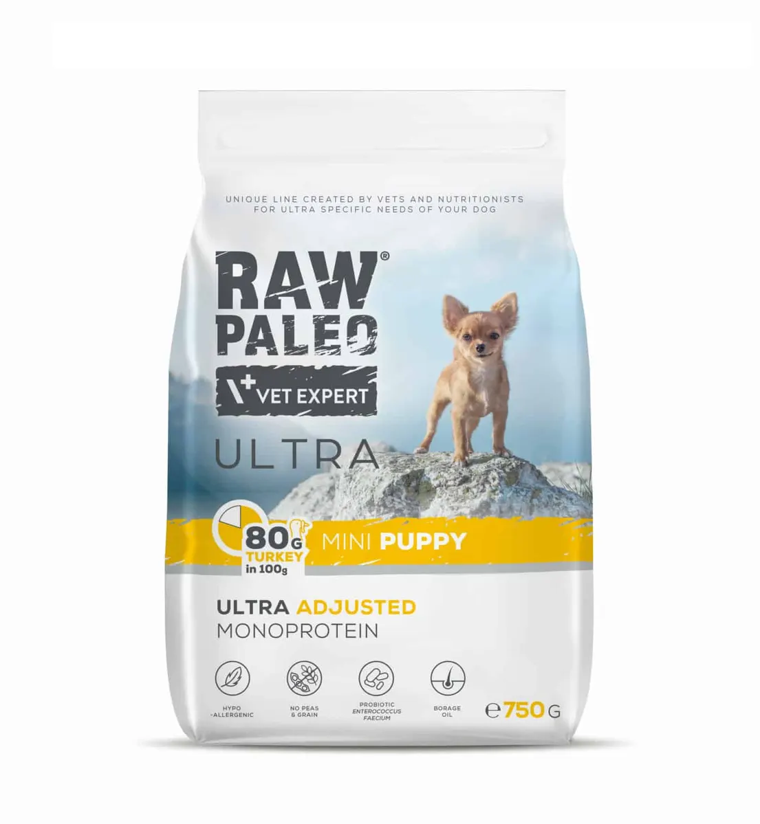Raw Paleo Puppy Mini Breed Ultra Turkey - храна за подрастващи кучета дребни породи (до 8 кг.) и до 8 месеца, с пуйка