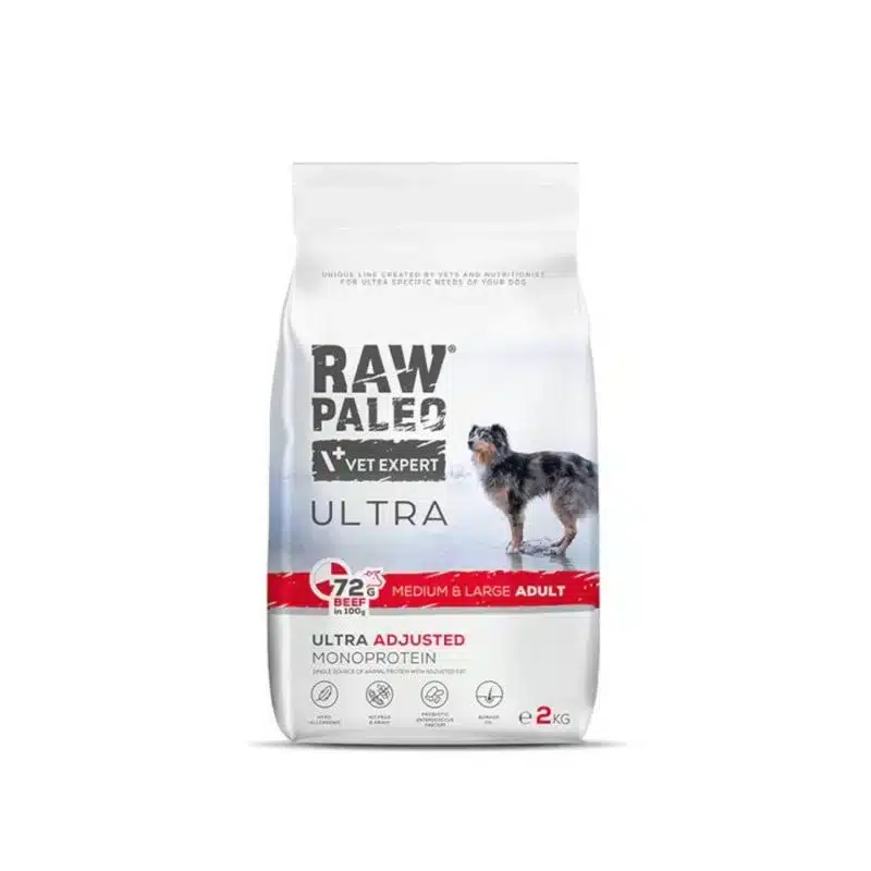 Raw Paleo Adult Medium & Large Breed Ultra Beef - храна за кучета средни и едри породи (над 8 кг.) и над 12 месеца, с телешко