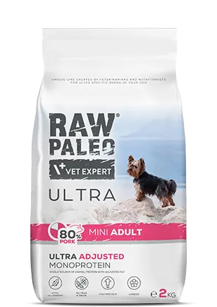 Raw Paleo Adult Mini Breed Ultra Pork - храна за кучета малки породи (до 8 кг.) и над 12 месеца, със свинско