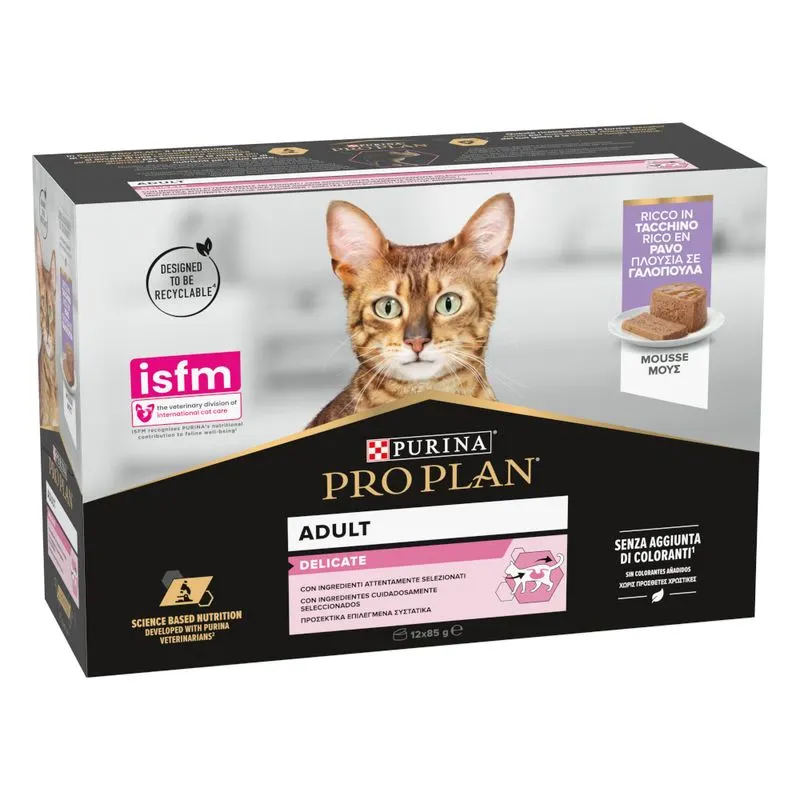Purina Pro Plan Delicate Mousse Turkey - пастет (мус) за котки с чувствително храносмилане и капризен вкус, с пуйка