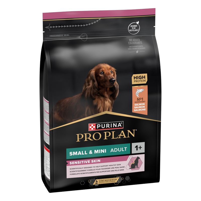 Purina Pro Plan Small & Mini Adult Sensitive Skin Salmon - храна за кучета мини и малки породи (1-10 кг.) с чувствителна кожа, над 12 месеца, със сьомга