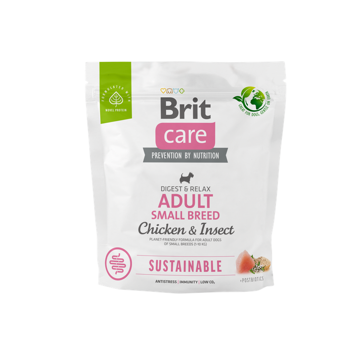 Brit Care Dog Sustainable Adult Small Breed - храна за кучета малки породи над 12 месеца с високоусвоим протеин от насекоми и пиле