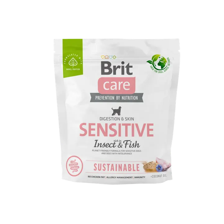 Brit Care Dog Sustainable Sensitive - храна за кучета с чувствителна кожа и храносмилане с насекоми и риба
