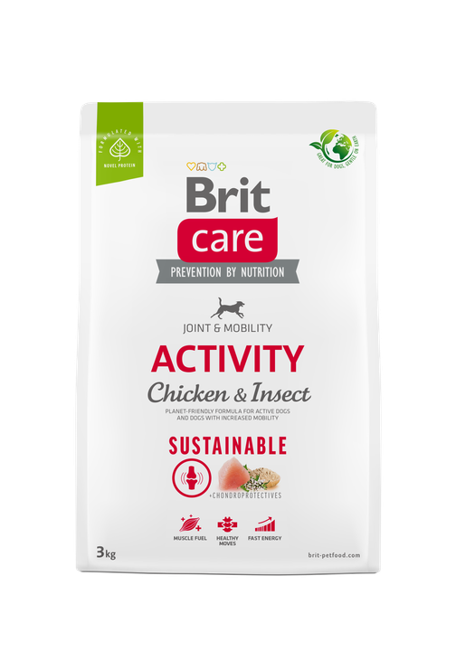 Brit Care Dog Sustainable Activity - храна за кучета с повишена активност с насекоми и пиле