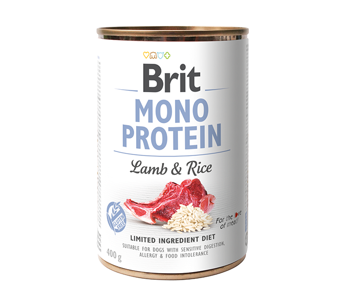 Brit Dog Mono Protein Lamb & Rice - консерва за кучета с агне и ориз, 3 бр. х 400 гр.
