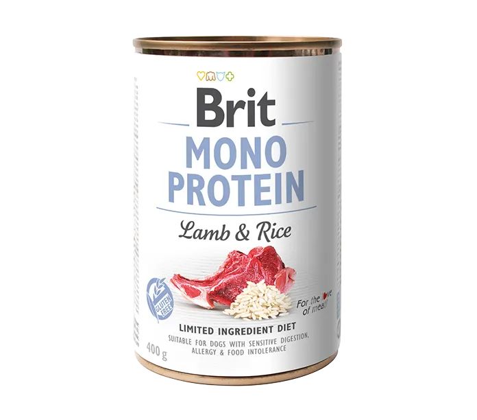 Brit Dog Mono Protein Lamb & Rice - консерва за кучета с агне и ориз, 3 бр. х 400 гр.