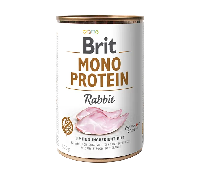 Brit Dog Mono Protein Rabbit - консерва за кучета със заек, 3 бр. х 400 гр.