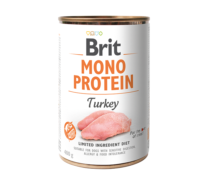 Brit Dog Mono Protein Turkey - консерва за кучета с пуйка,  3 бр. х 400 гр.