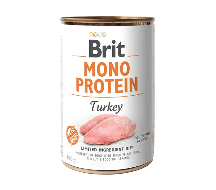Brit Dog Mono Protein Turkey - консерва за кучета с пуйка,  3 бр. х 400 гр.