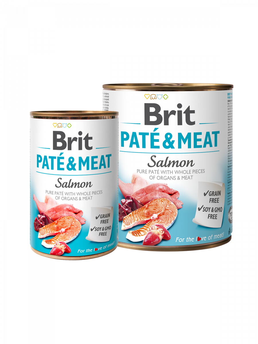 Brit Dog Pate & Meat Salmon - хапки в пастет за кучета със сьомга, 3 бр. х 400 гр.