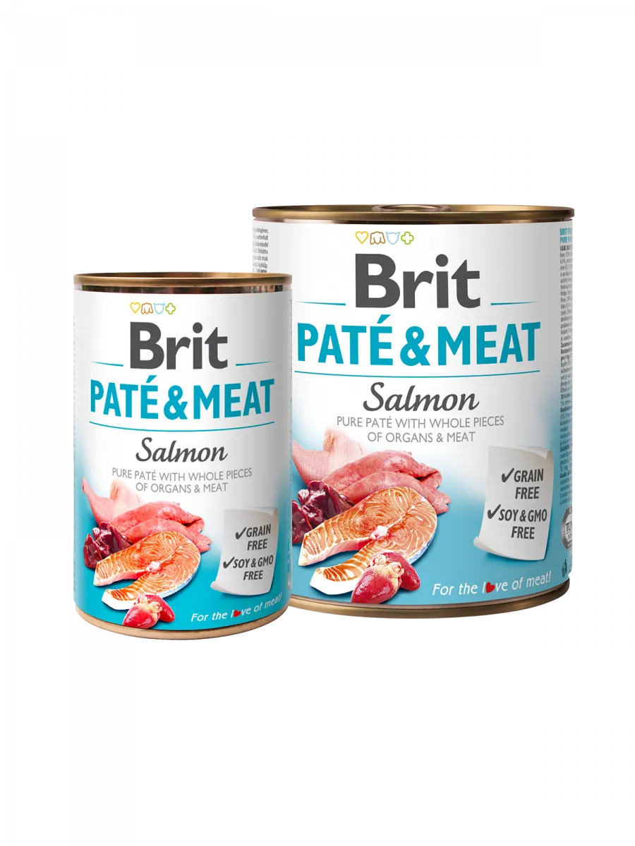 Brit Dog Pate & Meat Salmon - хапки в пастет за кучета със сьомга, 3 бр. х 400 гр.