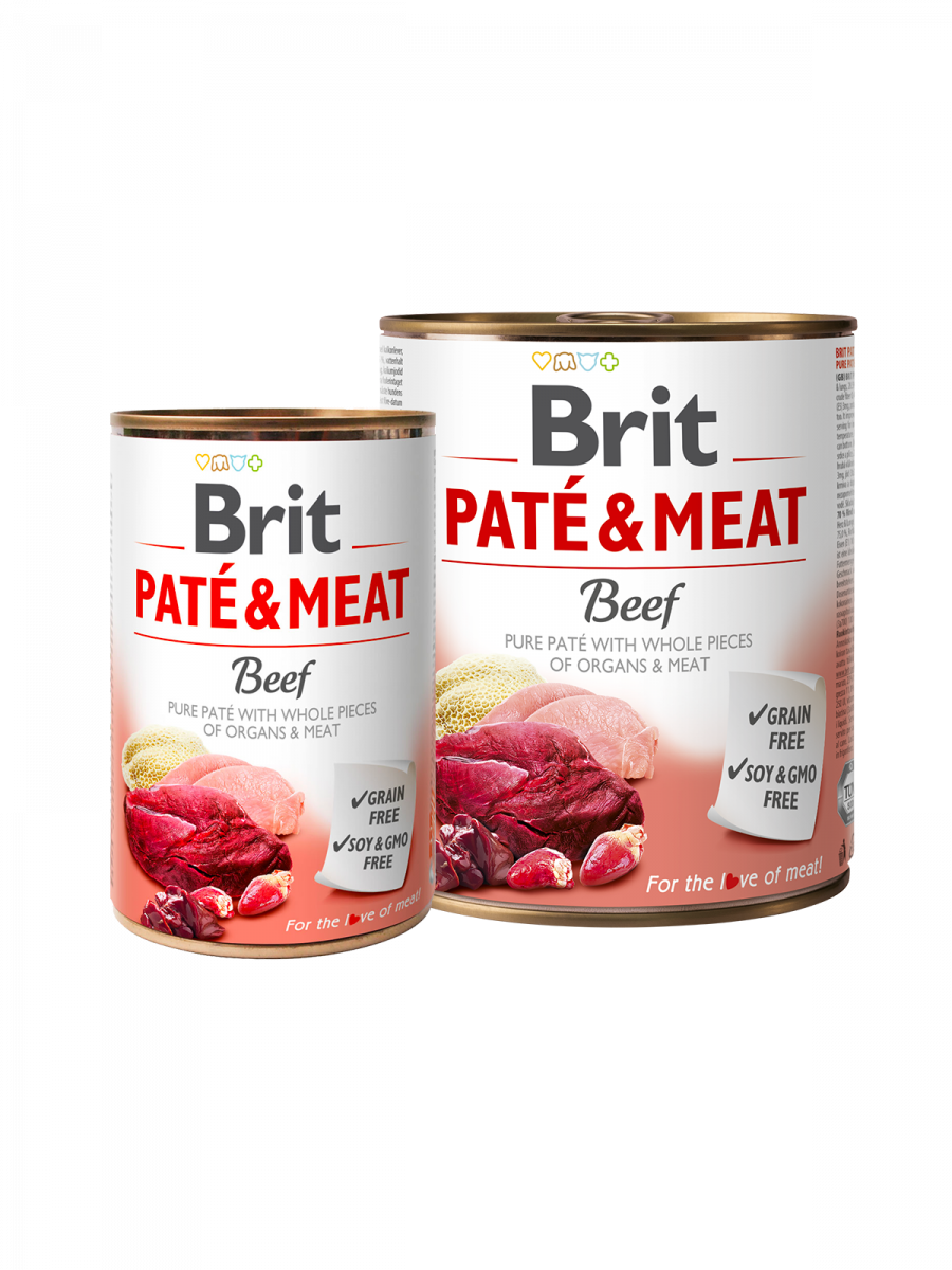 Brit Dog Pate & Meat Beef - хапки в пастет за кучета с говеждо месо, 3 бр. х 400 гр.