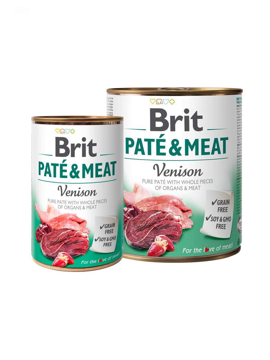Brit Dog Pate & Meat Venison - хапки в пастет за кучета с елен, 3 бр. х 400 гр.