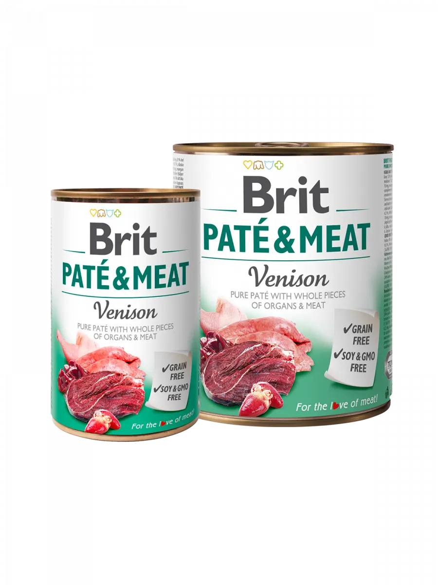 Brit Dog Pate & Meat Venison - хапки в пастет за кучета с елен, 3 бр. х 400 гр.