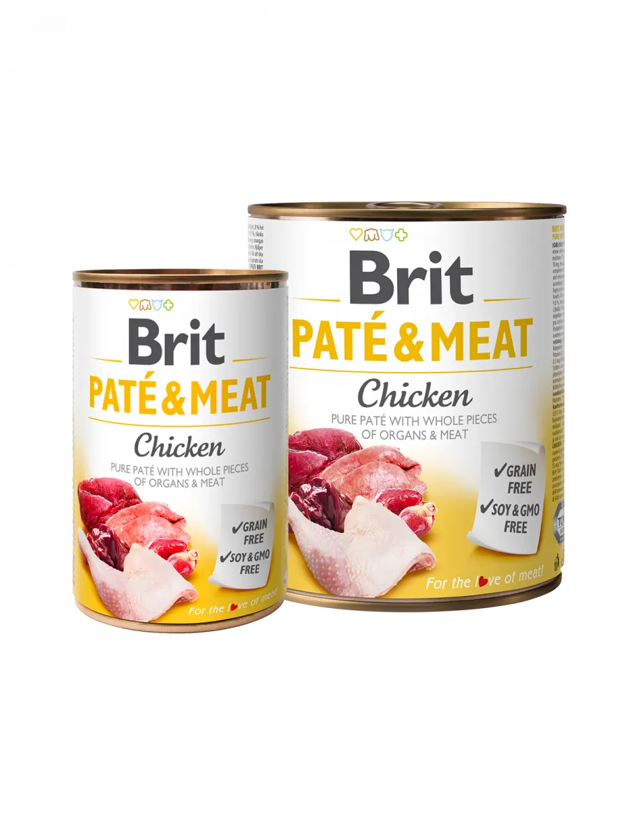 Brit Dog Pate & Meat Chicken - хапки в пастет за кучета с пиле, 3 бр. х 800 гр.