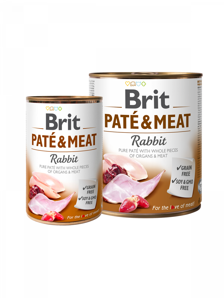 Brit Dog Pate & Meat Rabbit - хапки в пастет за кучета със заек, 3 бр. х 800 гр.