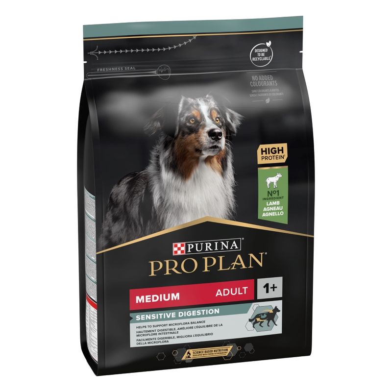 Purina Pro Plan Medium Adult Sensitive Digestion Lamb - лесносмилаема храна за кучета средни породи (10-25 кг.), над 12 месеца, с агнешко и ориз