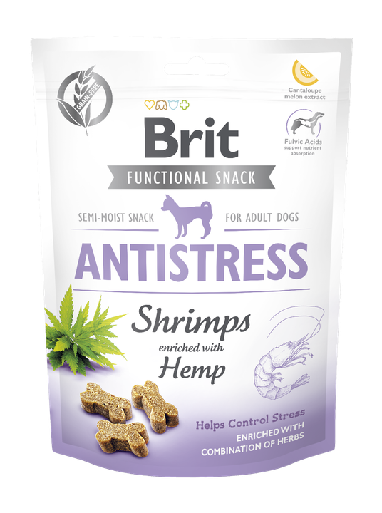 Brit Care Dog Functional Snack Antistress Shrimps - антистрес лакомство за кучета със скариди и коноп
