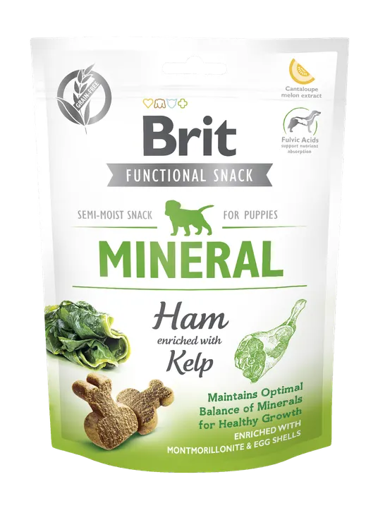 Brit Care Dog Functional Snack Mineral Ham for Puppies - лакомство за кученца с шунка и водорасли