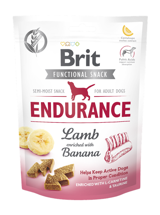 Brit Care Dog Functional Snack Endurance Lamb - лакомство за кучета за издръжливост с агне и банан