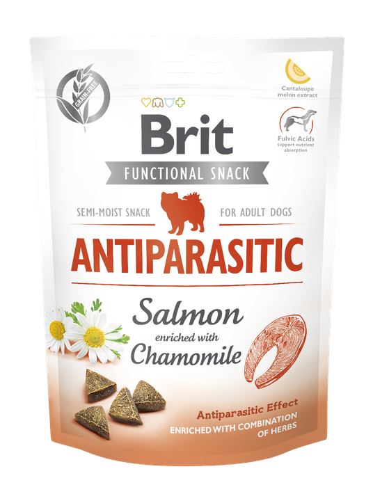 Brit Care Dog Functional Snack Antiparasitic Salmon - антипаразитно лакомство за кучета със сьомга и лайка