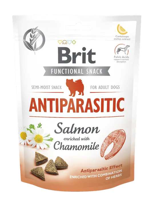 Brit Care Dog Functional Snack Antiparasitic Salmon - антипаразитно лакомство за кучета със сьомга и лайка