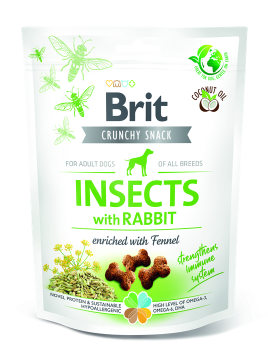 Brit Care Dog Crunchy Cracker Insects, Rabbit and Fennel - лакомство за кучета с насекоми, заек и копър за подсилване на имунната система