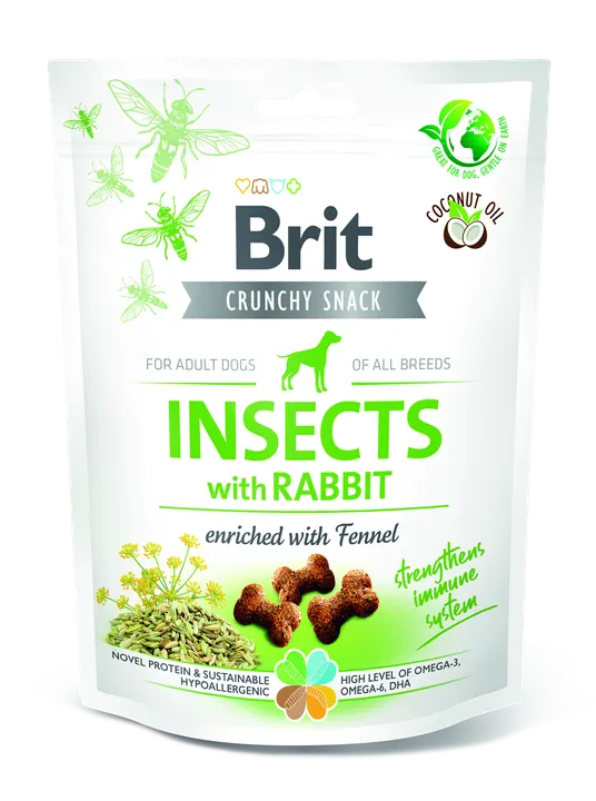 Brit Care Dog Crunchy Cracker Insects, Rabbit and Fennel - лакомство за кучета с насекоми, заек и копър за подсилване на имунната система