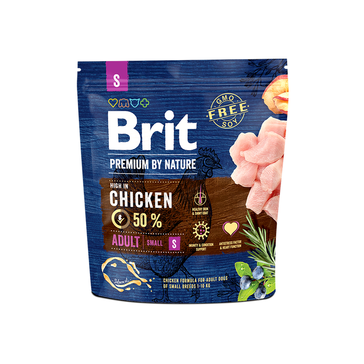 Brit Premium by Nature Adult S - храна за кучета малки и дребни породи (1-10 кг.), над 12 месеца, с пиле