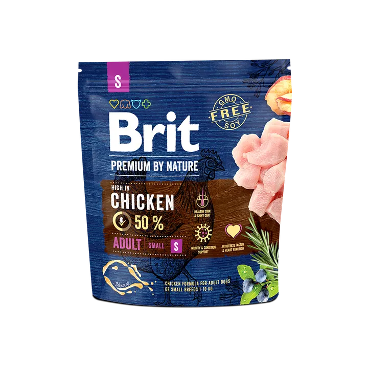 Brit Premium by Nature Adult S - храна за кучета малки и дребни породи (1-10 кг.), над 12 месеца, с пиле