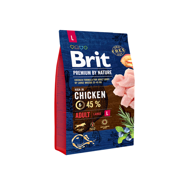 Brit Premium by Nature Adult L - храна за кучета големи породи (над 25 кг.), от 2 до 7 години,  с пиле