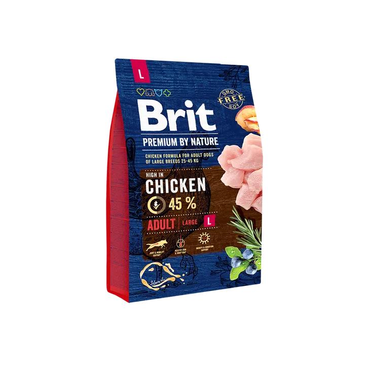 Brit Premium by Nature Adult L - храна за кучета големи породи (над 25 кг.), от 2 до 7 години,  с пиле