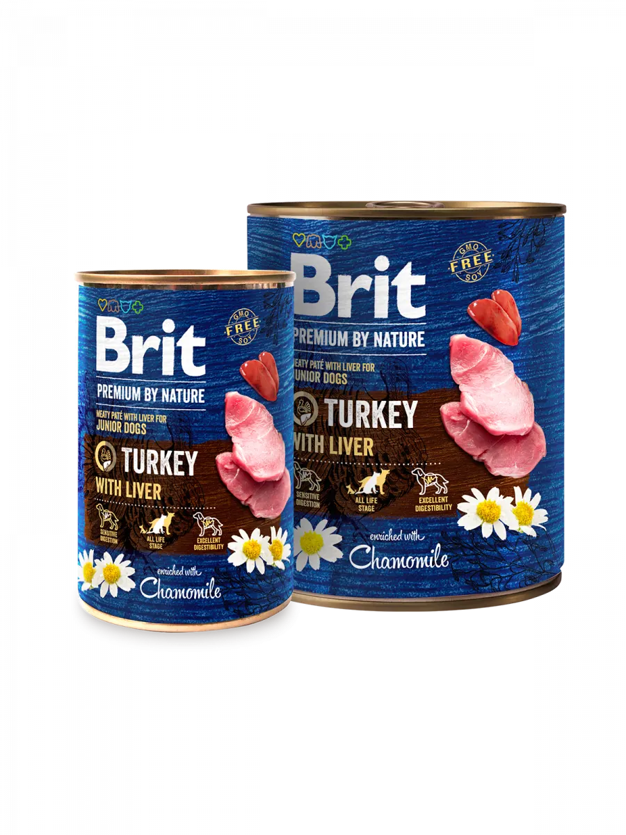 Brit Premium by Nature Turkey with Liver - консерва за кучета с пуйка и черен дроб, 3 бр. х 400 гр.