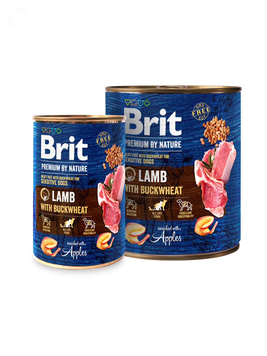 Brit Premium by Nature Lamb with Buckwheat - консерва за кучета с агне и елда, 3 бр. х 400 гр.