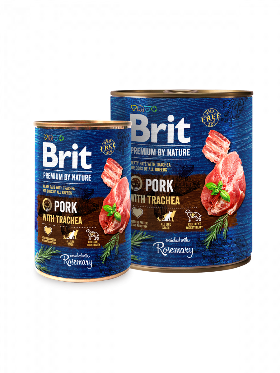 Brit Premium by Nature Pork with Trachea - консерва за кучета със свинско и трахея, 3 бр. х 400 гр.