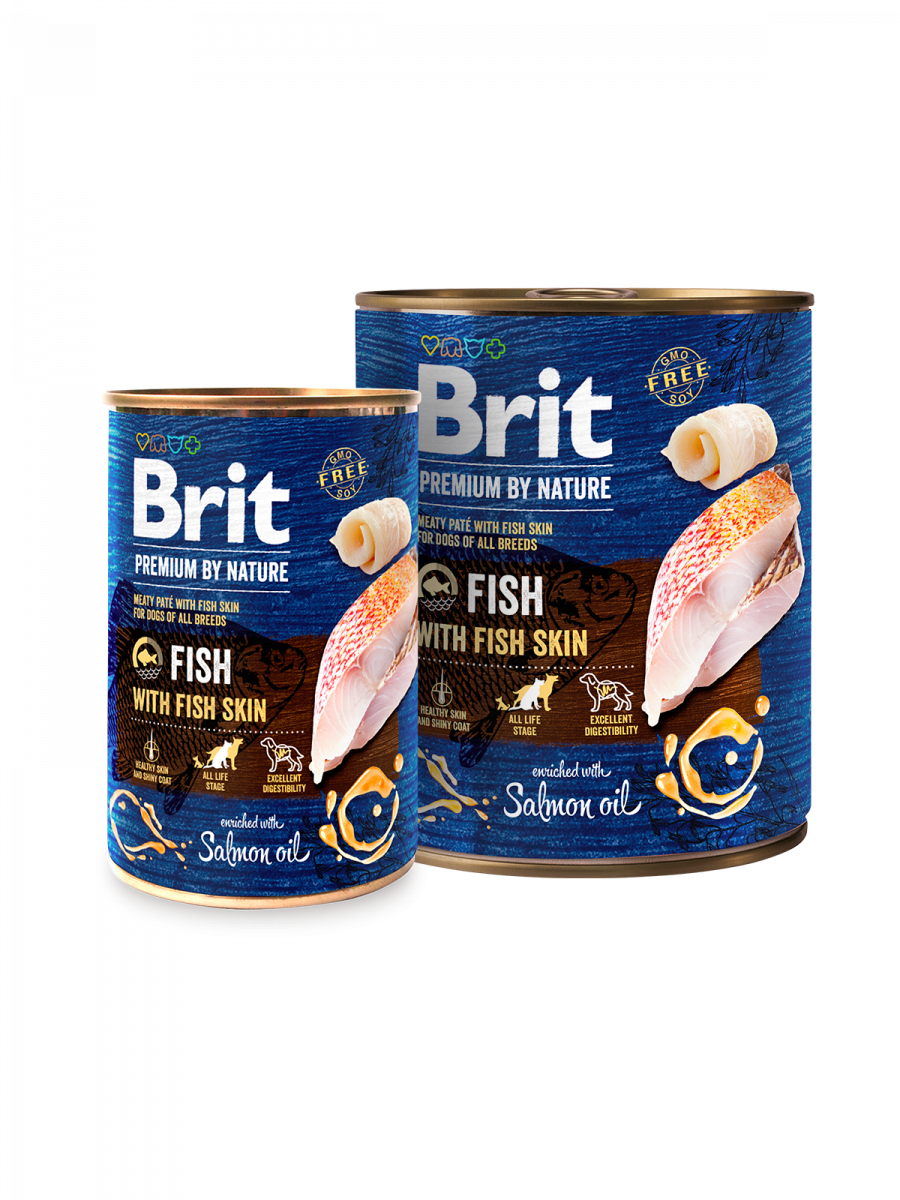 Brit Premium by Nature Fish with Fish Skin - консерва за кучета с риба и кожа от риба, 3 бр. х 400 гр.