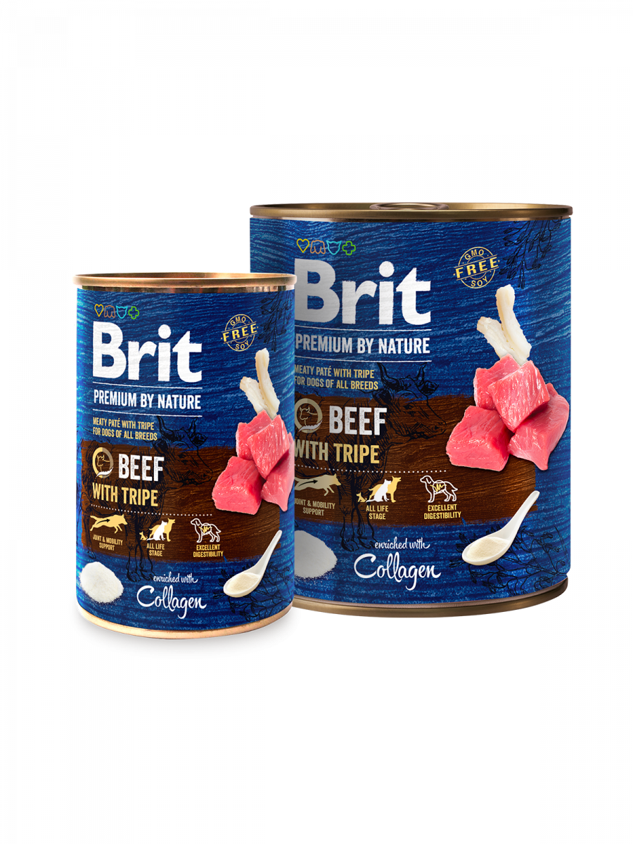 Brit Premium by Nature Beef with Tripes - консерва за кучета с говеждо месо и шкембе, 3 бр. х 400 гр.