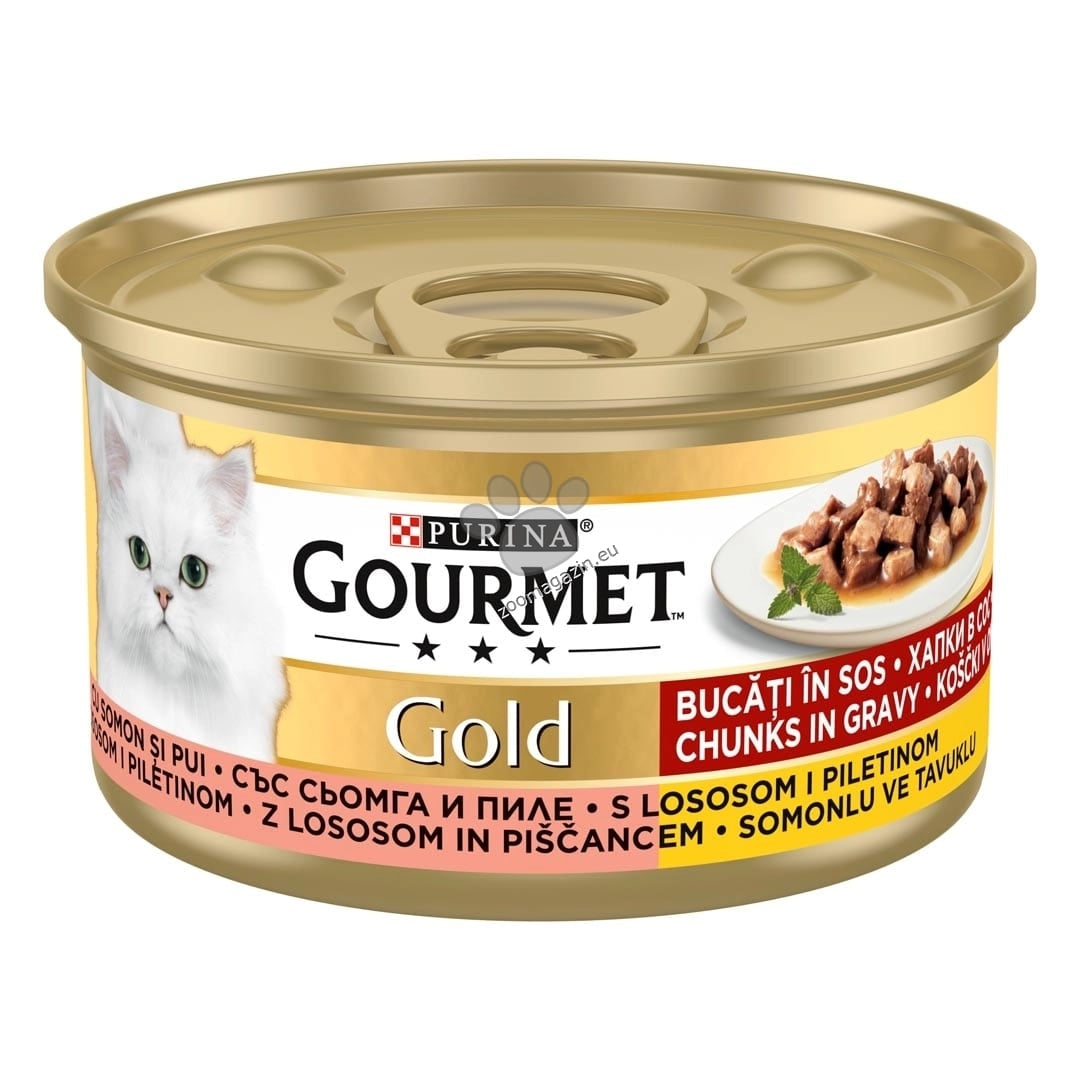 Gourmet Gold Morsels in Sauce Salmon Chicken - месни хапки в сос за котки, сьомга и пиле