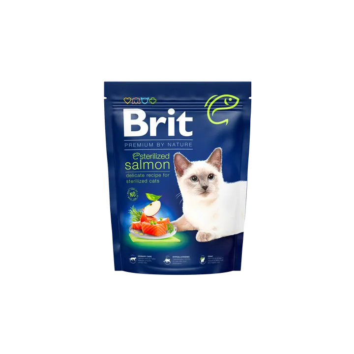 Brit Premium by Nature Cat Sterilized Salmon - храна за кастрирани котки със сьомга