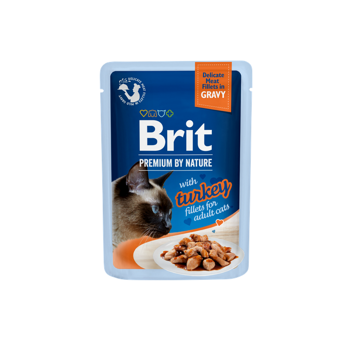 Brit Premium Cat Delicate Turkey Fillets in Gravy - пауч за котки с филенца от пуйка в сос грейви, 5 бр. х 85 гр.