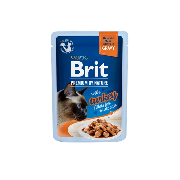 Brit Premium Cat Delicate Turkey Fillets in Gravy - пауч за котки с филенца от пуйка в сос грейви, 5 бр. х 85 гр.