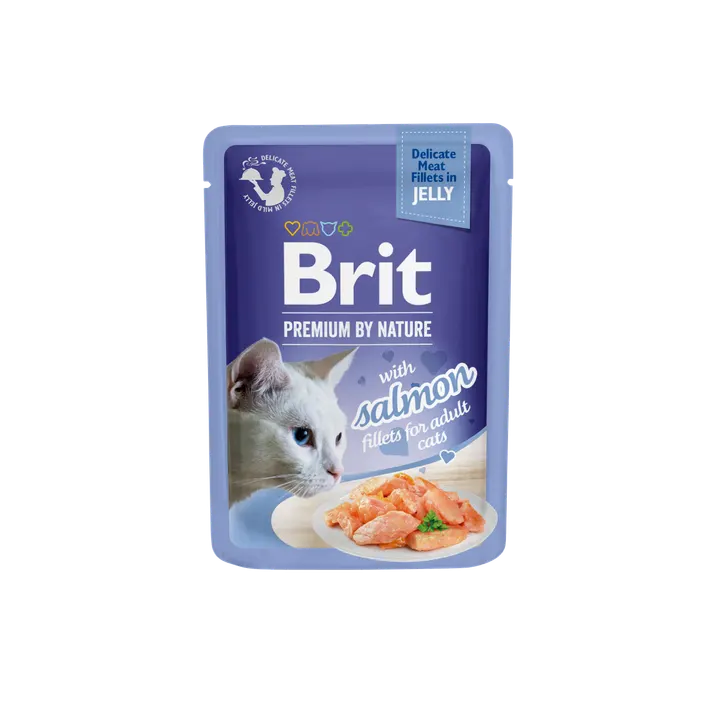 Brit Premium Cat Delicate Salmon Fillets in Gravy - пауч за кастрирани котки с филенца от сьомга в сос грейви, 5 бр. х 85 гр.