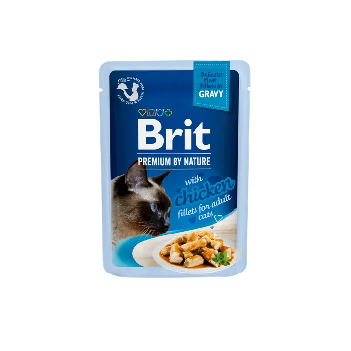 Brit Premium Cat Delicate Chicken Fillets in Gravy - пауч за котки с филенца от пиле в сос грейви, 5 бр. х 85 гр.