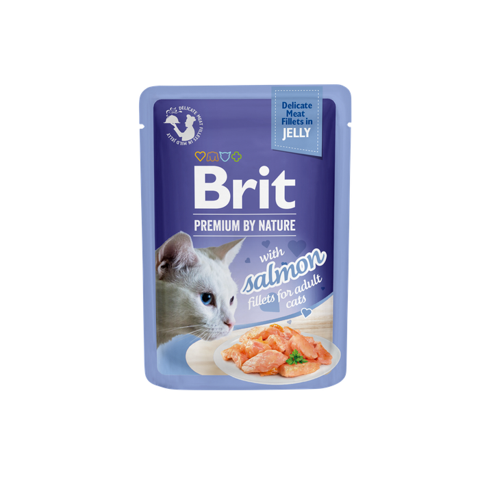 Brit Premium Cat Delicate Salmon Fillets in Jelly - пауч за котки с филенца от сьомга в желе, 5 бр. х 85 гр.
