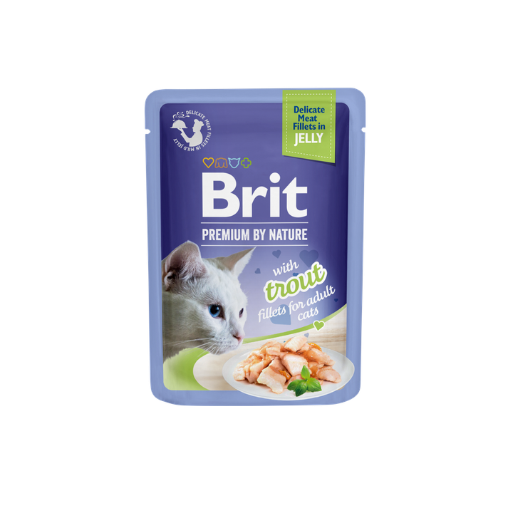 Brit Premium Cat Delicate Trout Fillets in Jelly - пауч за котки с филенца от пъстърва в желе, 5 бр. х 85 гр.